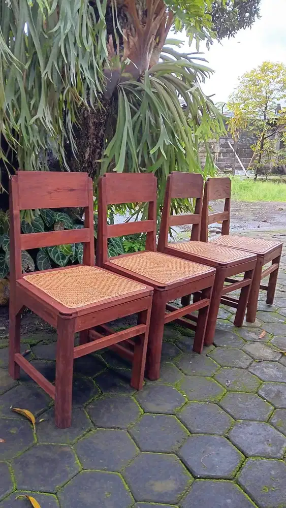 Murah Kursi / Bangku Jati Rotan Kampung Lawas Jadul Kuno Bekas Antik