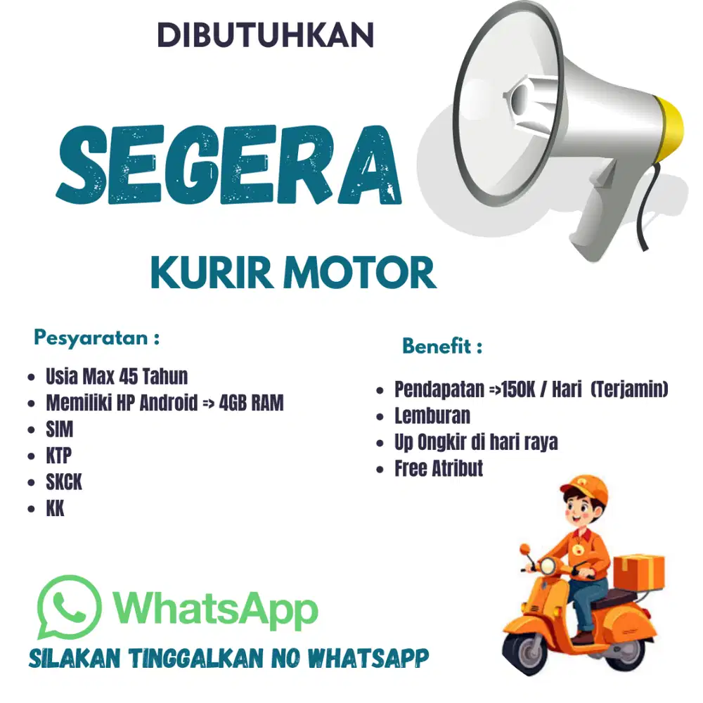 kurir motor/loker/DKI/chinesefood delivery