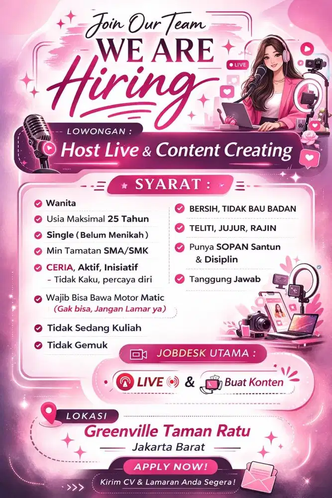 Dicari Host  Live Content