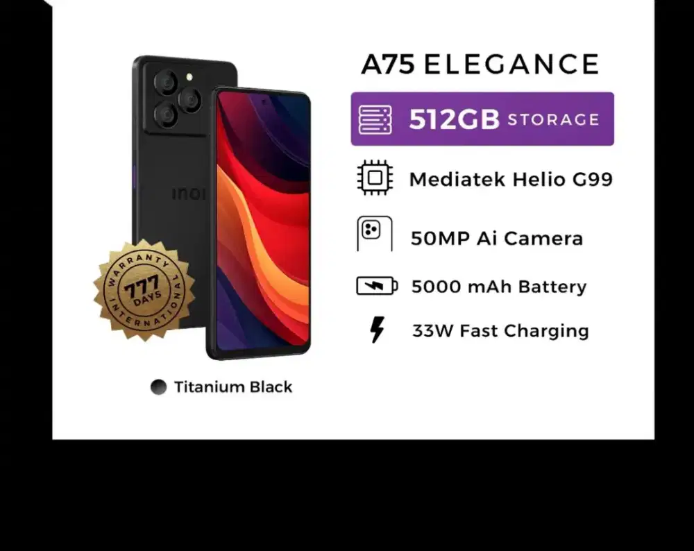 INOI A75 Elegance 512/8gb+8gb Garansi Resmi INOI Indonesia 777Hari