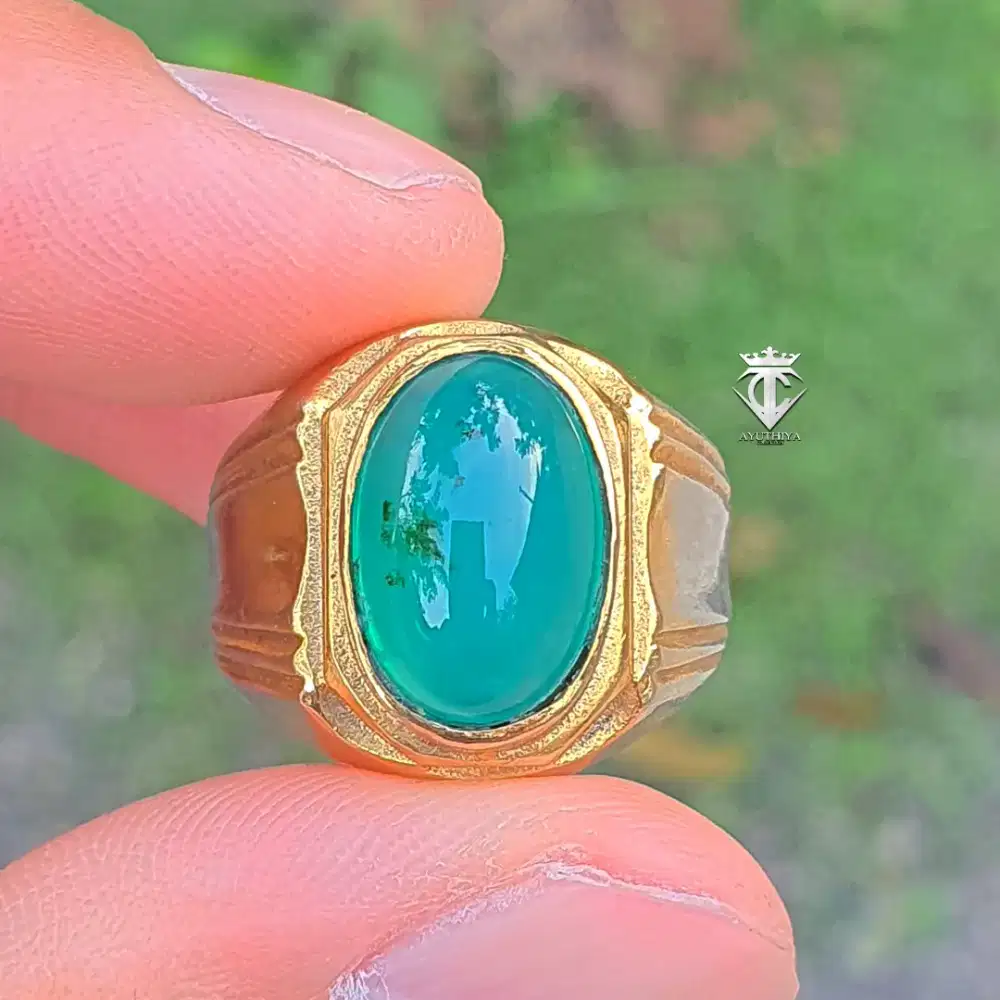 Premium Batu Bacan Doko Natural Giwang Berair Ring Perak