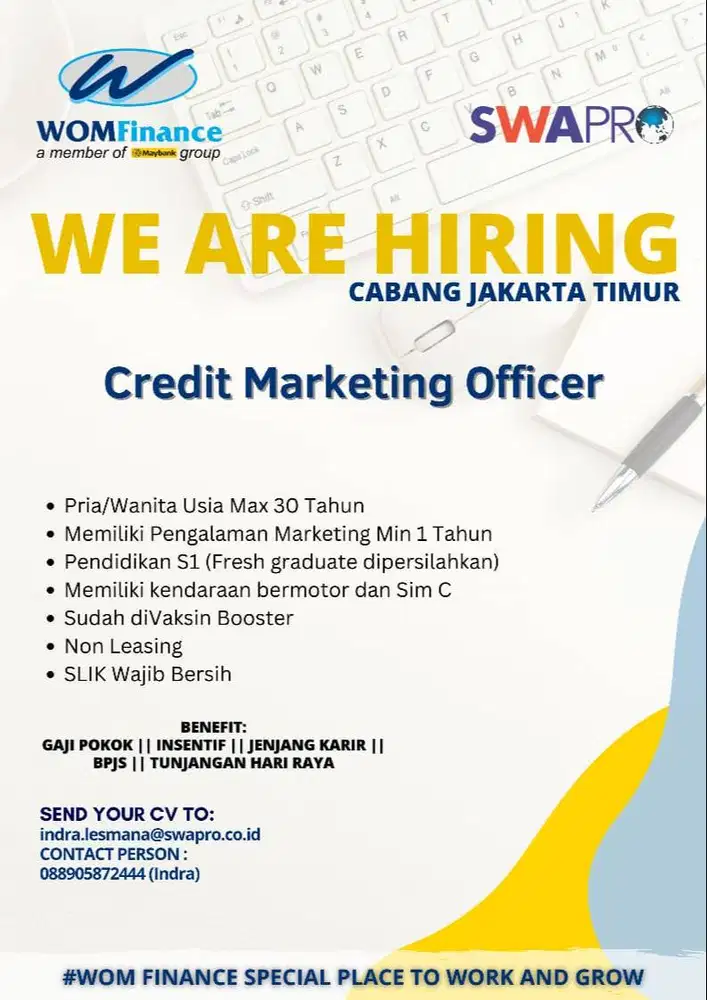 WALK IN INTERVIEW WOM FINANCE CABANG JAKARTA TIMUR 1 DUREN SAWIT