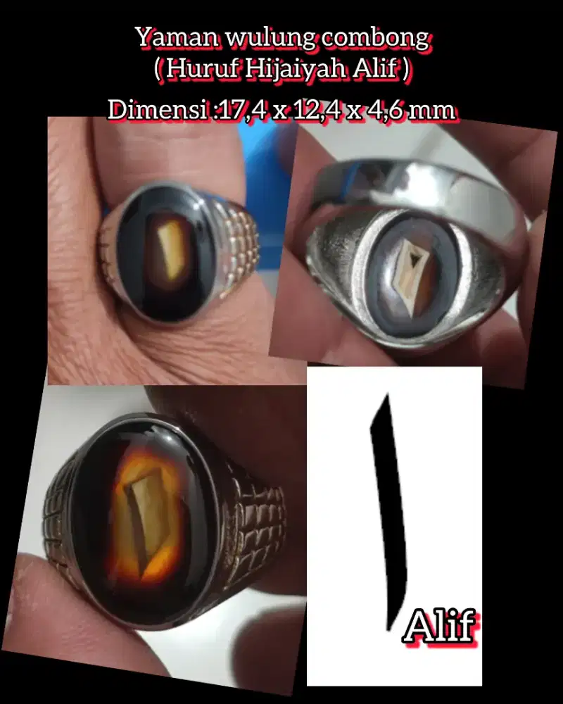 Cincin yaman wulung alif bukan Bacan,pirus persia,ruby,blue safir