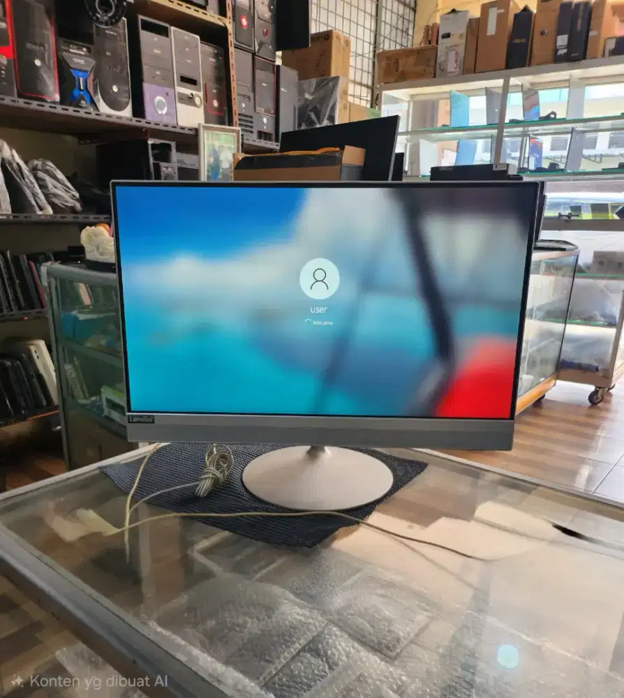 pc aio lenovo. core i3. ram 8gb. ssd 1.2TB. 24inch FHD super bagus