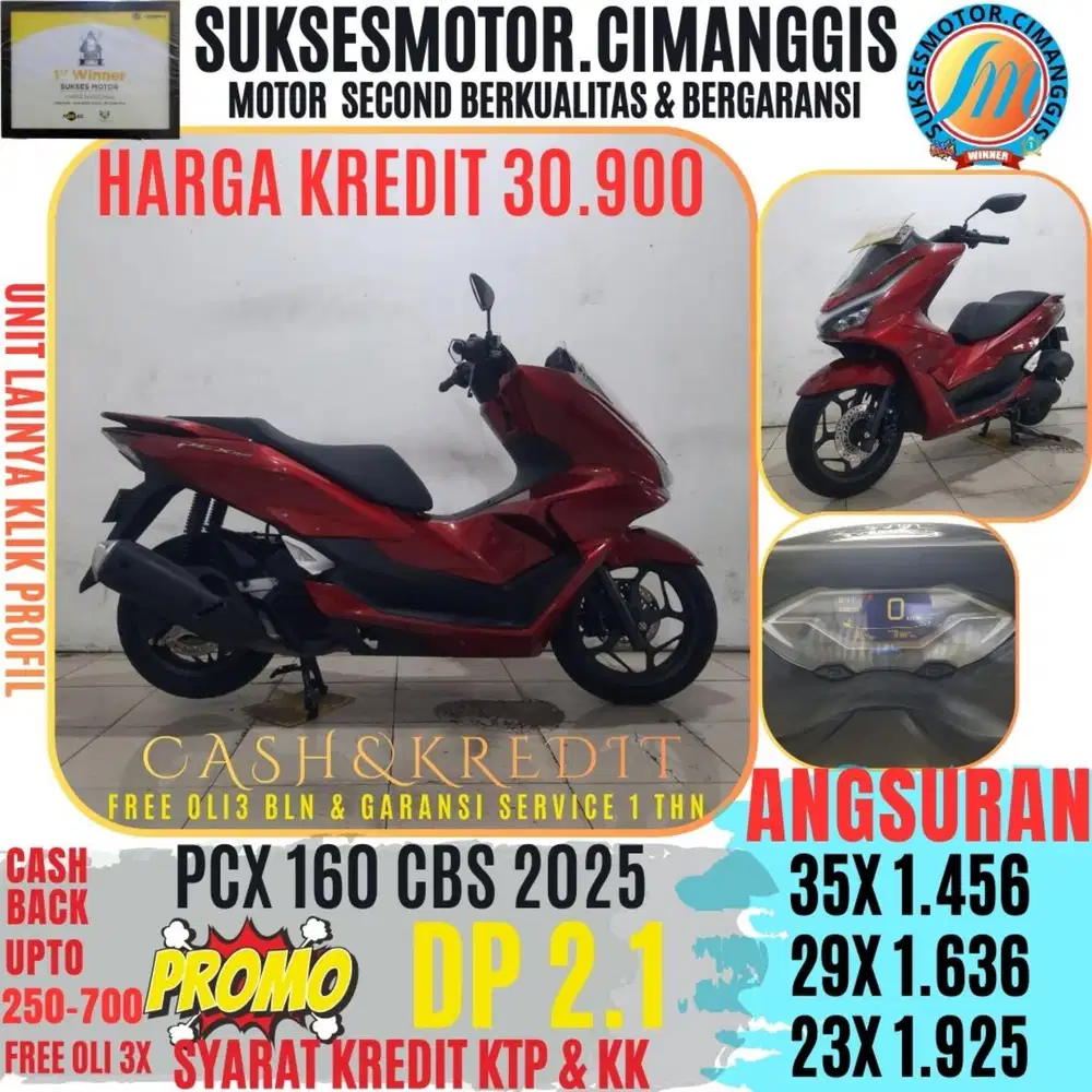 DP 2.100 NEW PCX 160 CBS TERMURAH CASHBACK UPTO700RBU FREEOLI3X