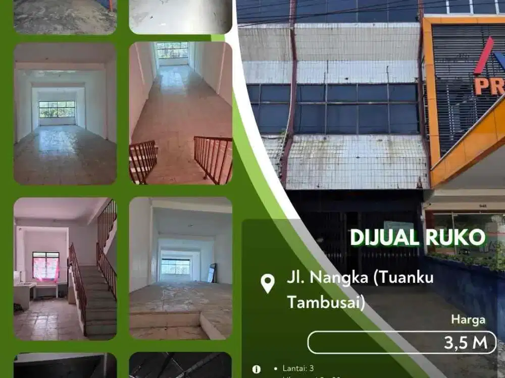 Dijual Ruko 3 Lantai Daerah Tuanku Tambusai Pekanbaru Kota!