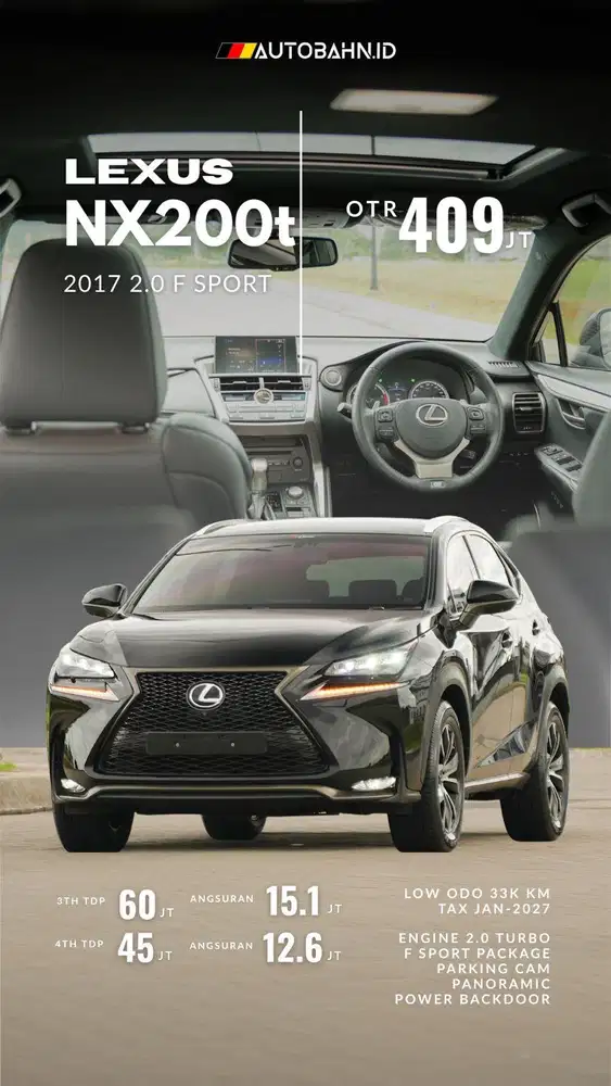 Lexus NX200t F-Sport 2.0 2017 Black Warranty!