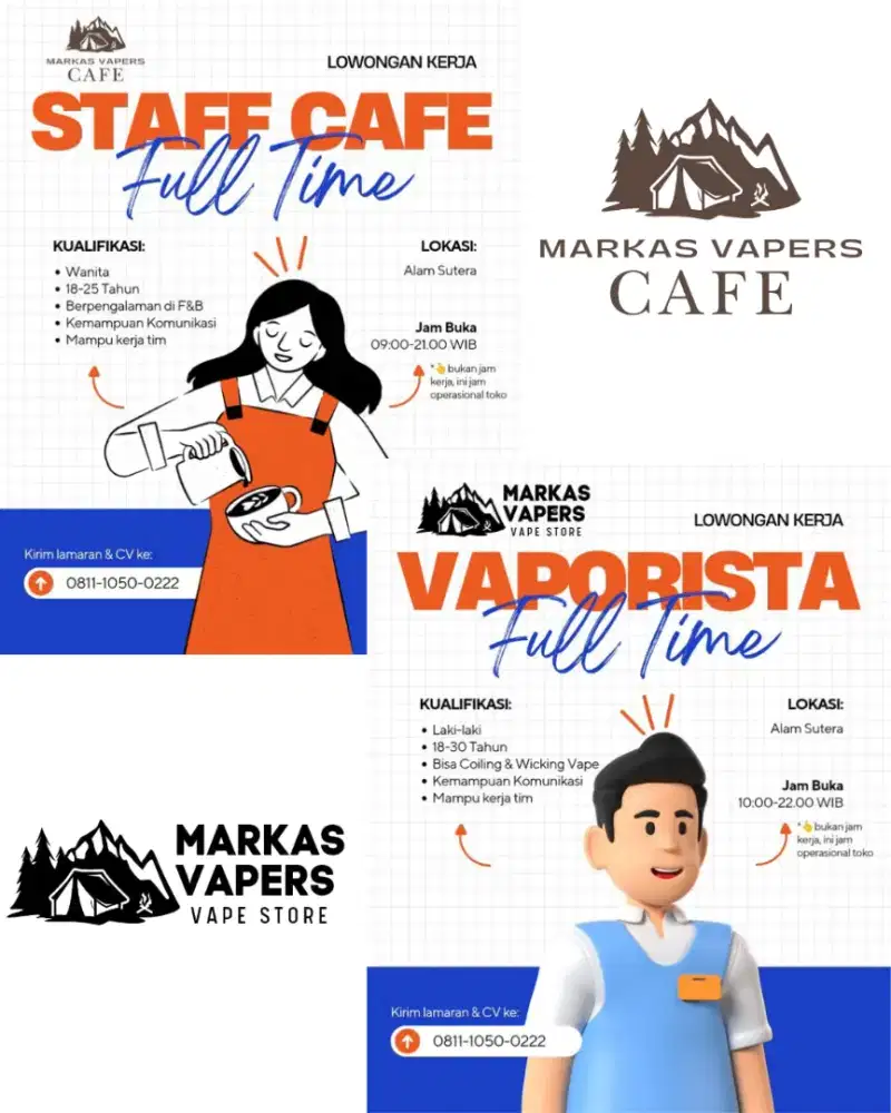 Vaporista Pria & Staff Cafe Wanita