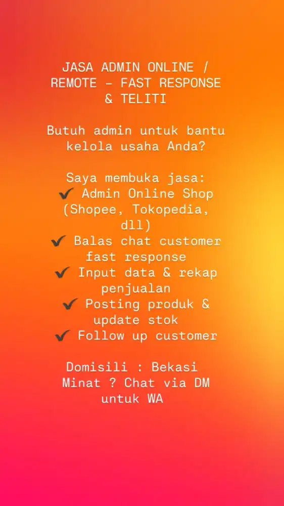 Jasa Admin sosmed dan data entry