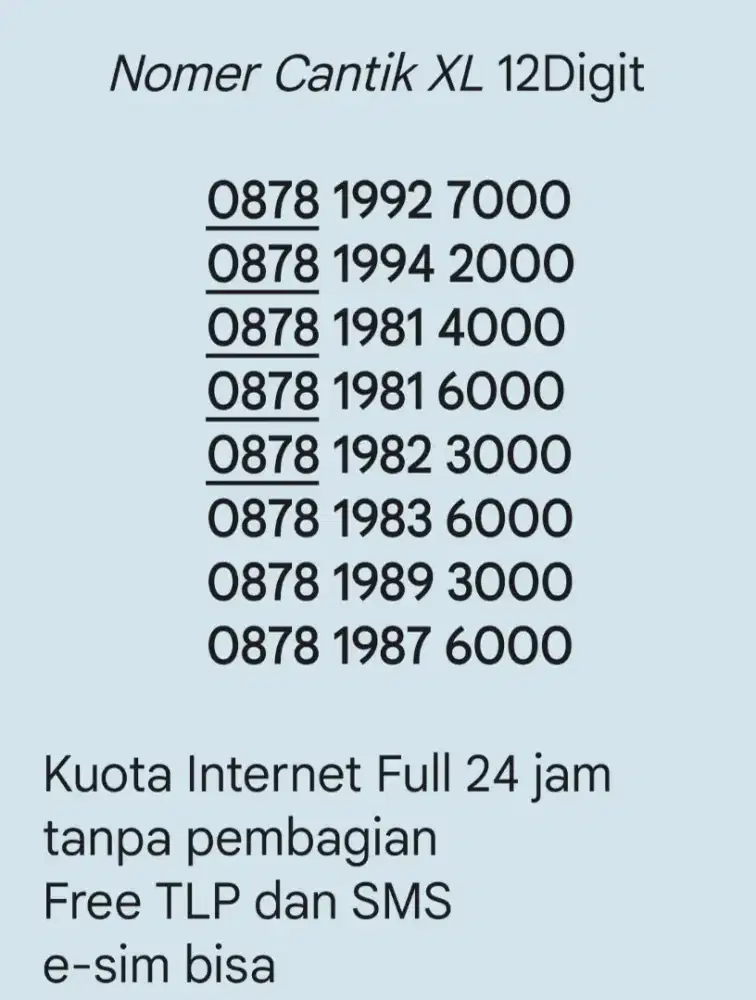 Nomer Cantik XL Seri Tahun