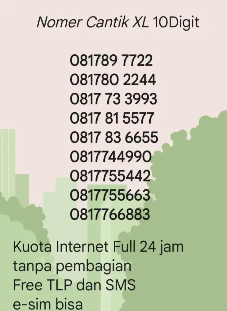 Nomer Cantik XL 10Digit