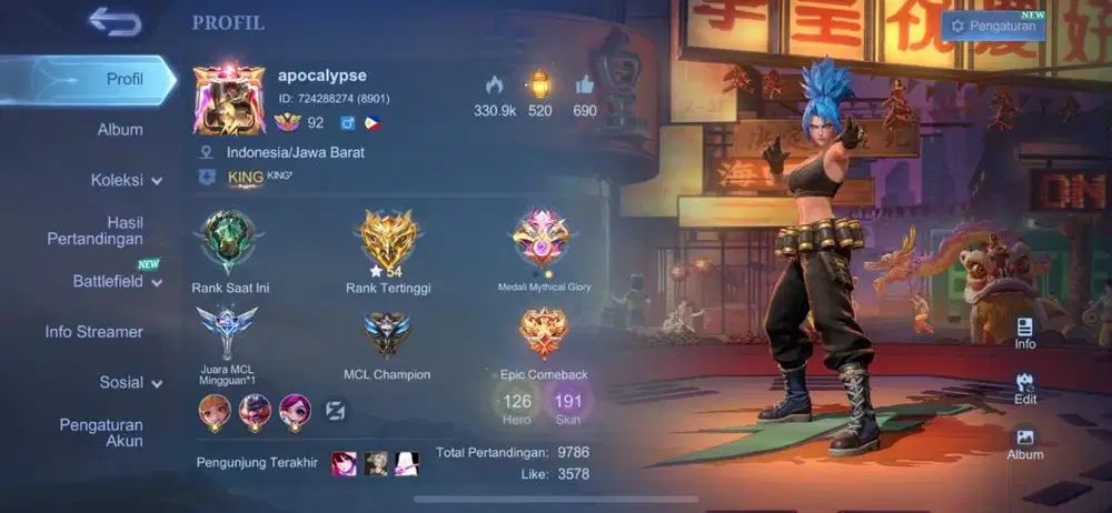 Jual akun ml nominus