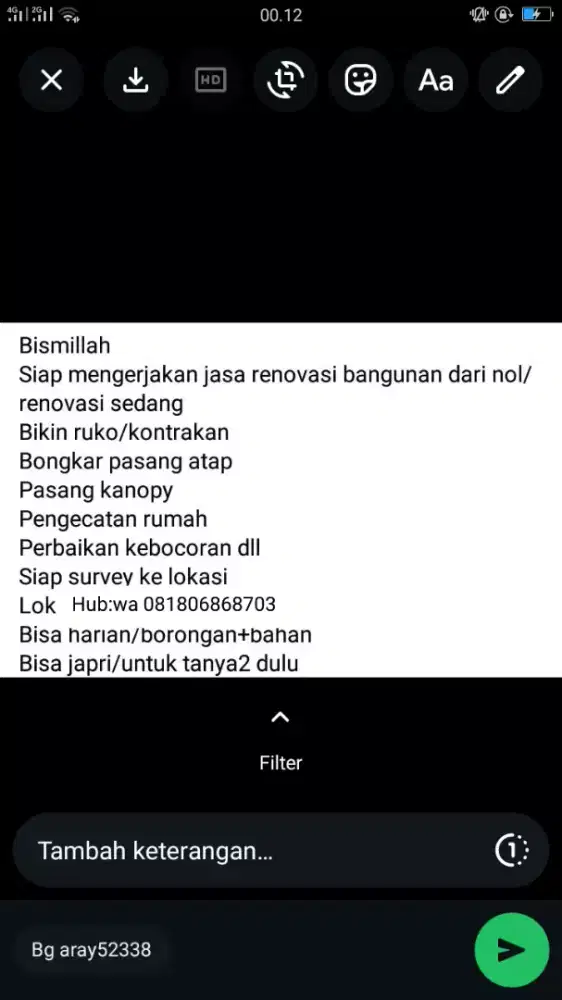 Menawarkan jasa tukang bangunan