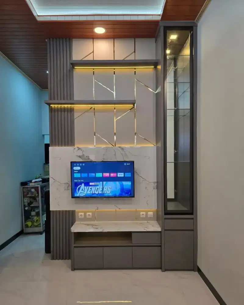 Backdrop TV costum Finishing hpl