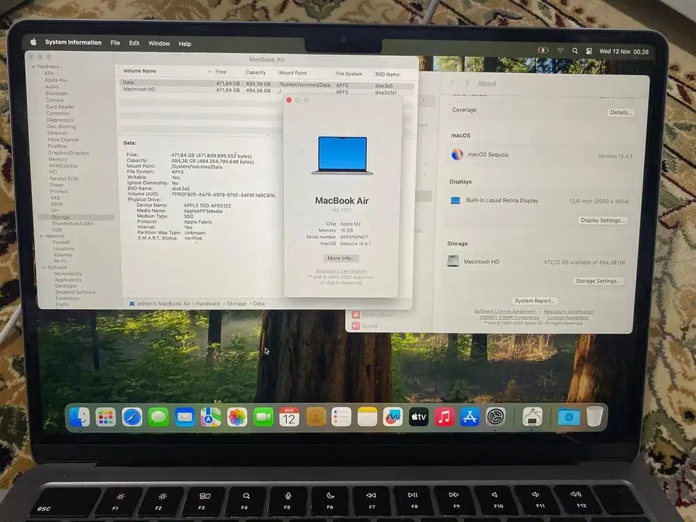 MacBook Air M2 13inch 2022 No Box Second Like New, CC 105