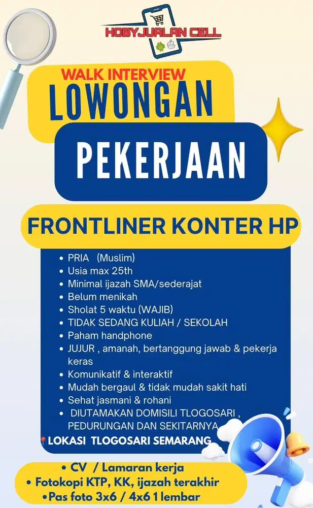 Lowongan kerja konter hp