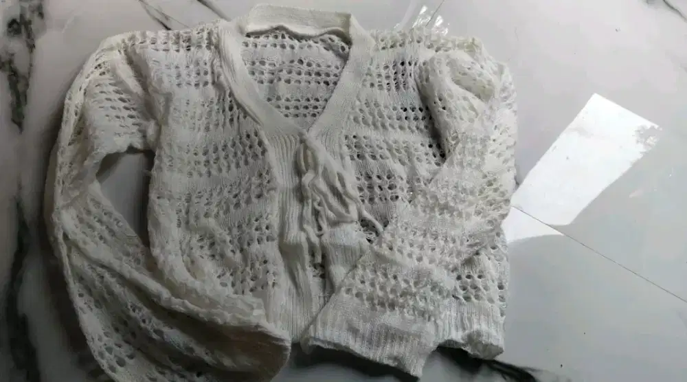 Outer Crop Cardigan Jaring Tali atasan wanita