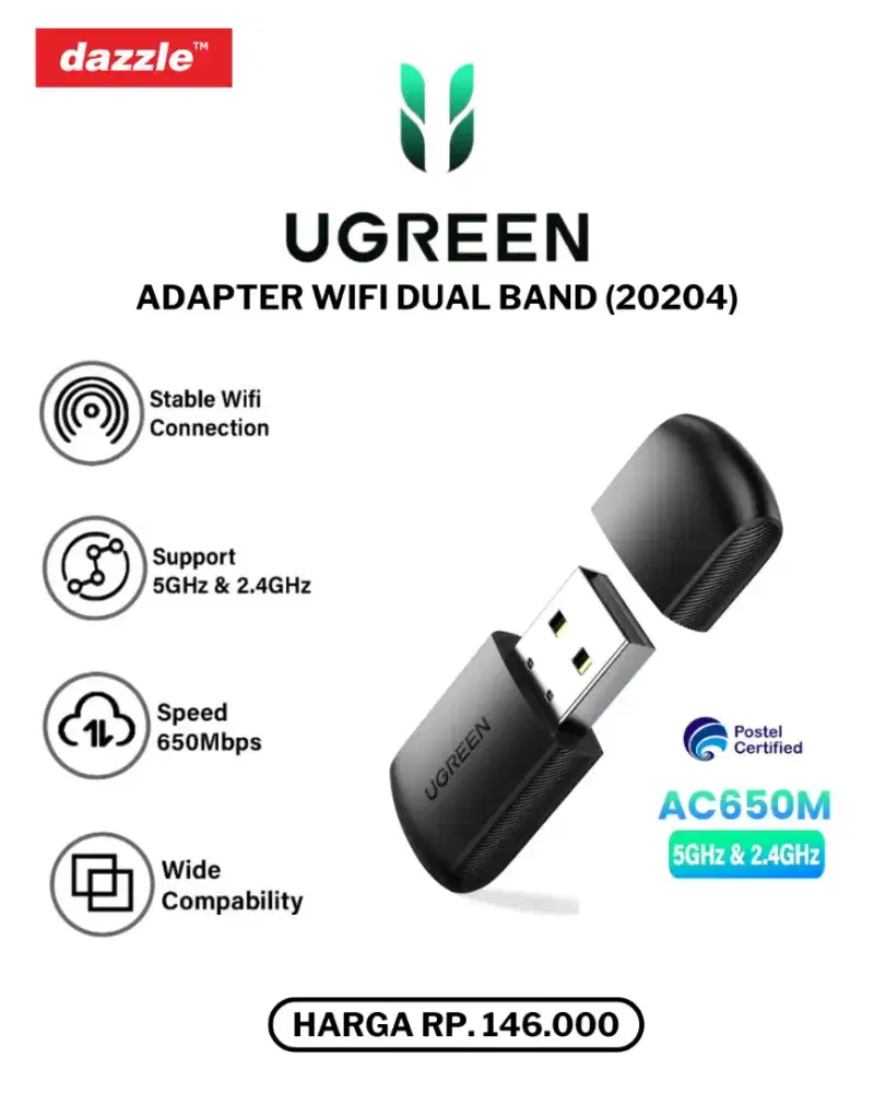 UGREEN ADAPTER WIFI DUAL BAND (20204)