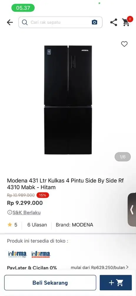 kulkas side by side modena