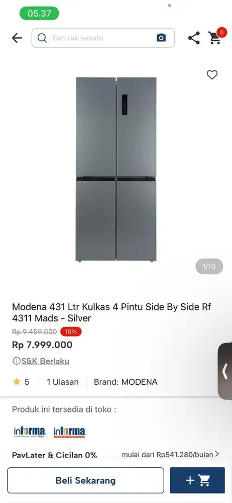 kulkas kulkas 4 pintu side by side