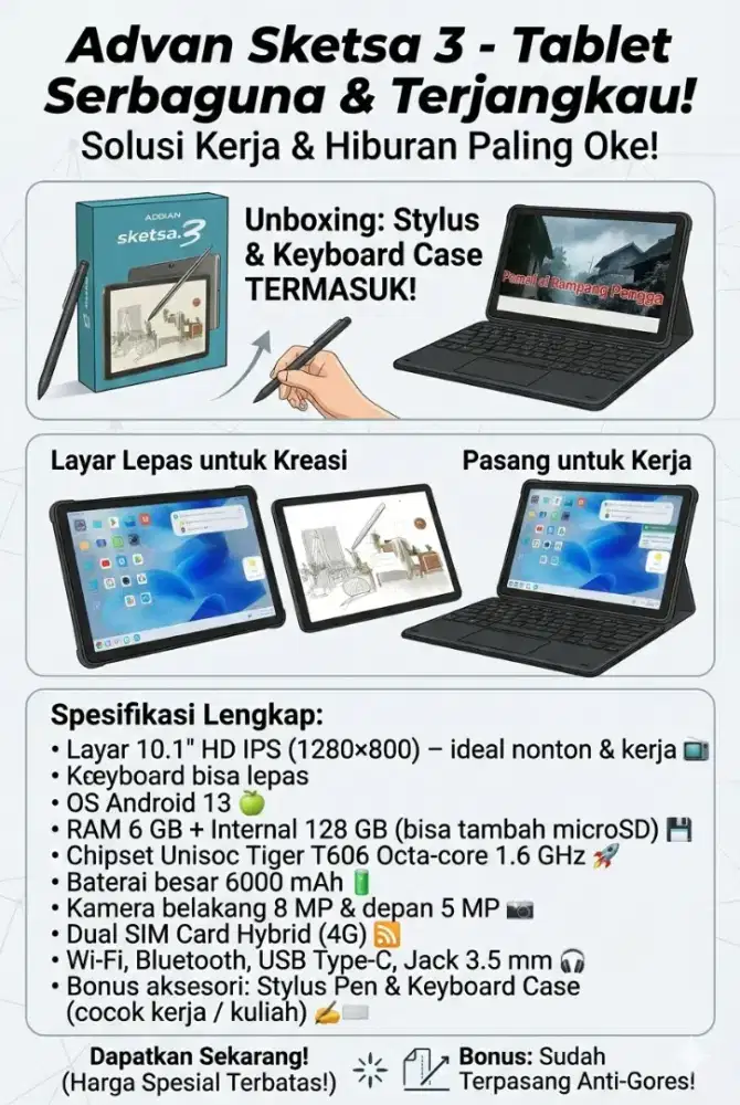 Tablet android sketsa 3 second mulus