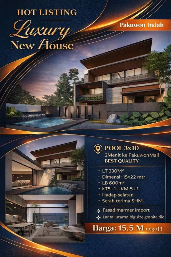 DIJUAL SUPER MEWAH DAN CIAMIK RUMAH PAKUWON INDAH! ADA KOLAM RENANG!