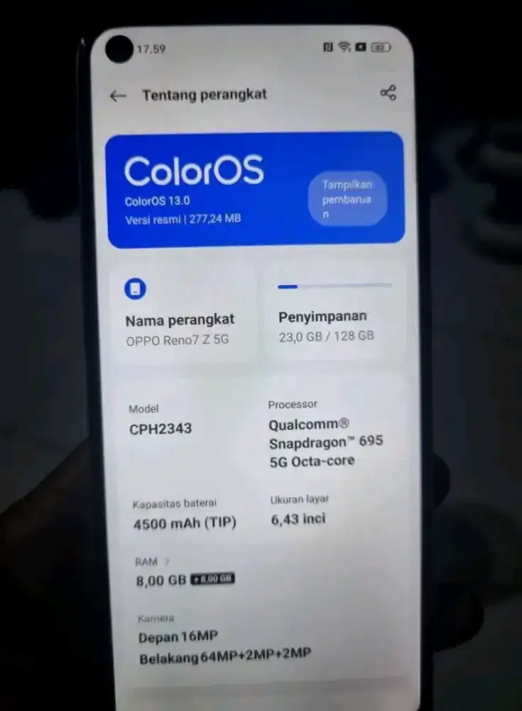 Oppo Reno 7z 8+8 internal 128