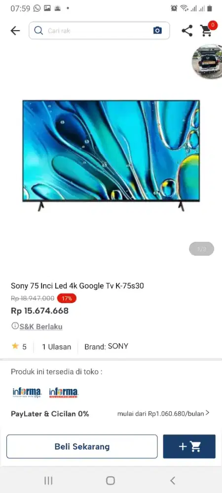 Sony google tv 75inch