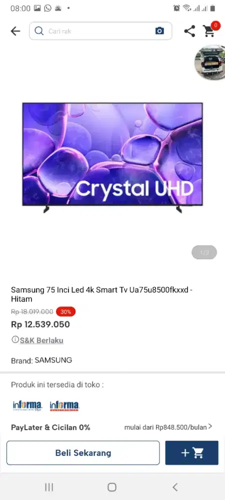 Samsung smart tv 75inch