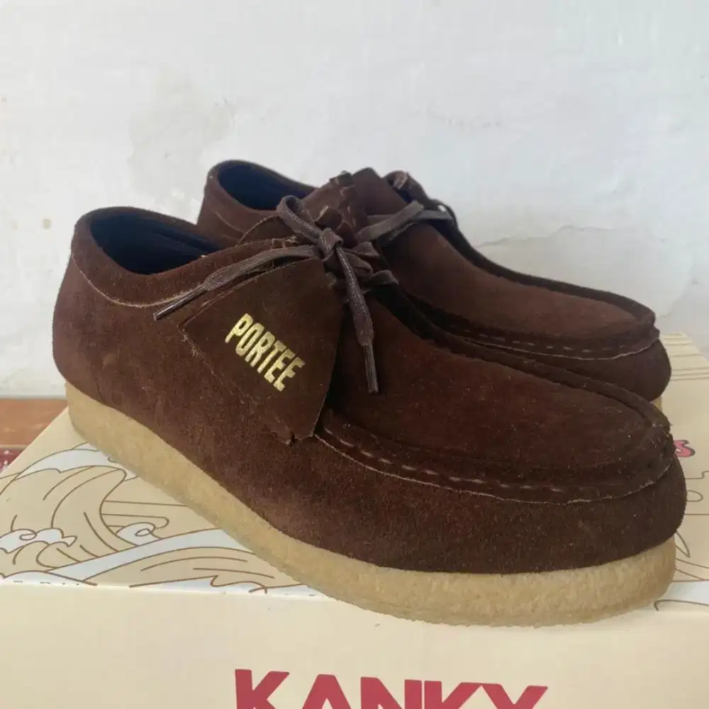 Sepatu kulit Portee Goods Pebble Suede Expresso.
Size 43 (28,4)
