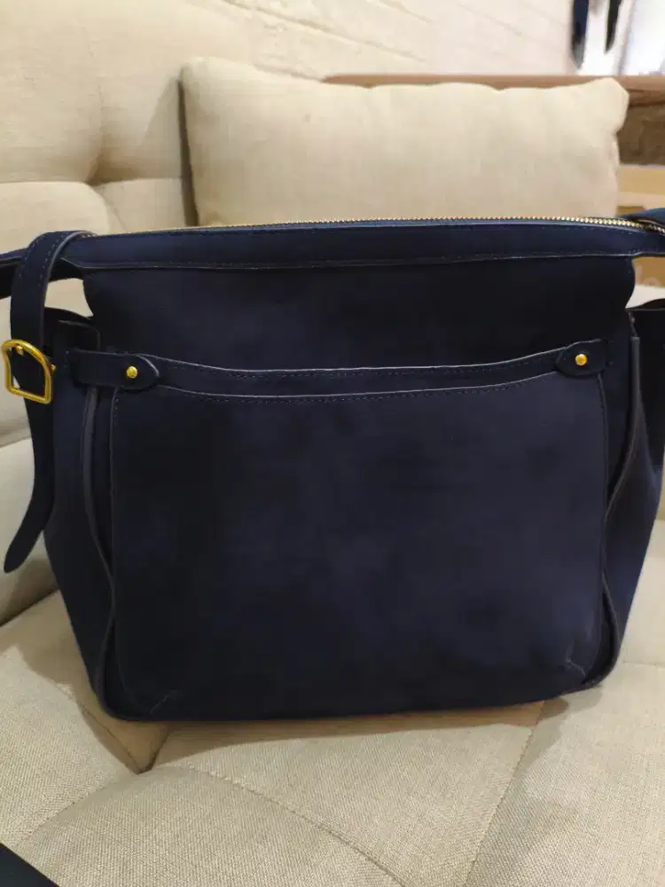Tas Suede Setchel Navy Dupe Ralph Lauren