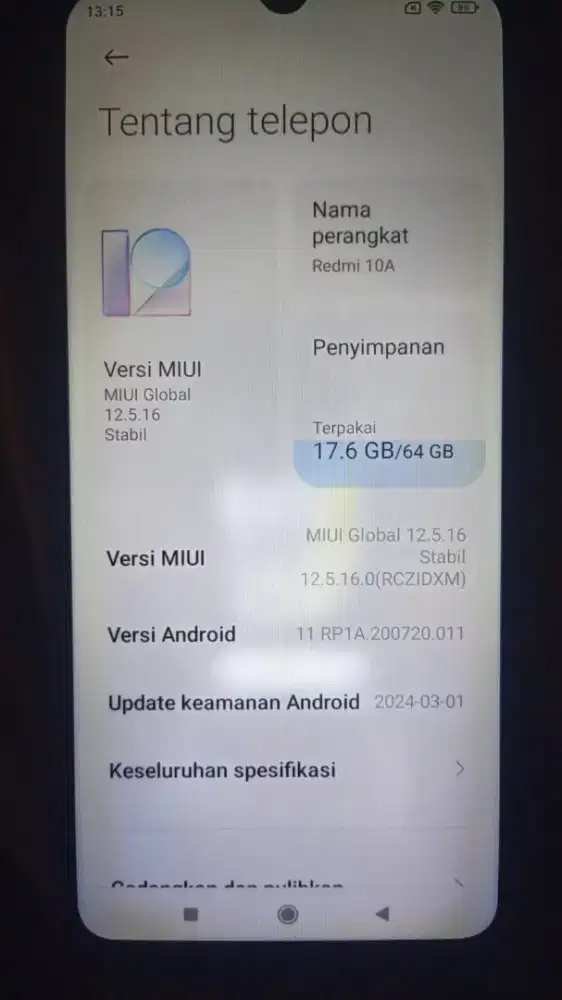 Xiomi redmi 10A 4/64