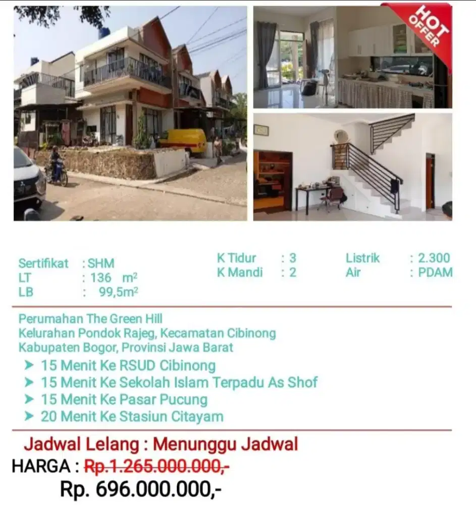 Dijual Rumah The Green Hill Cibinong