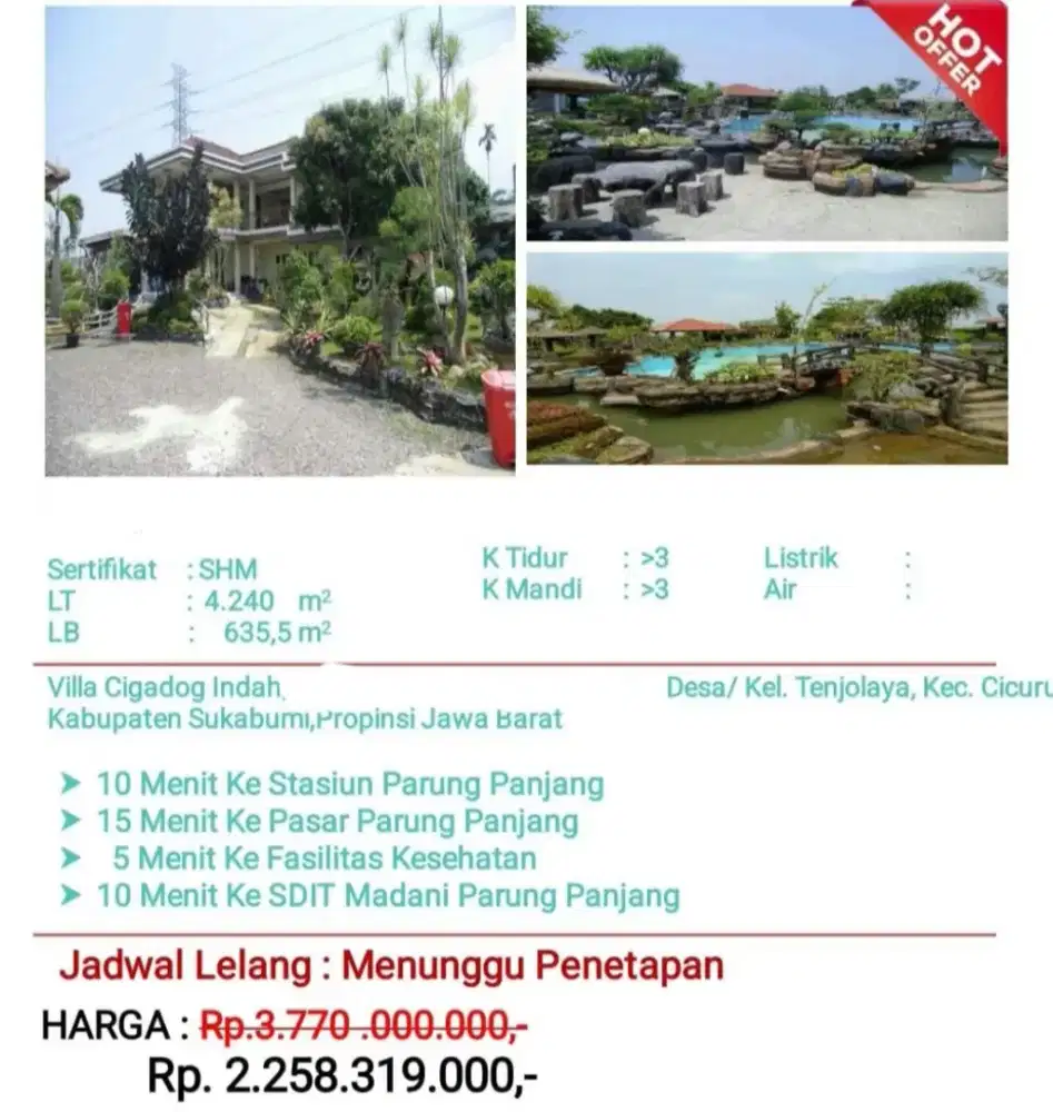 Dijual Villa Cigadog Indah Cicurug Sukabumi