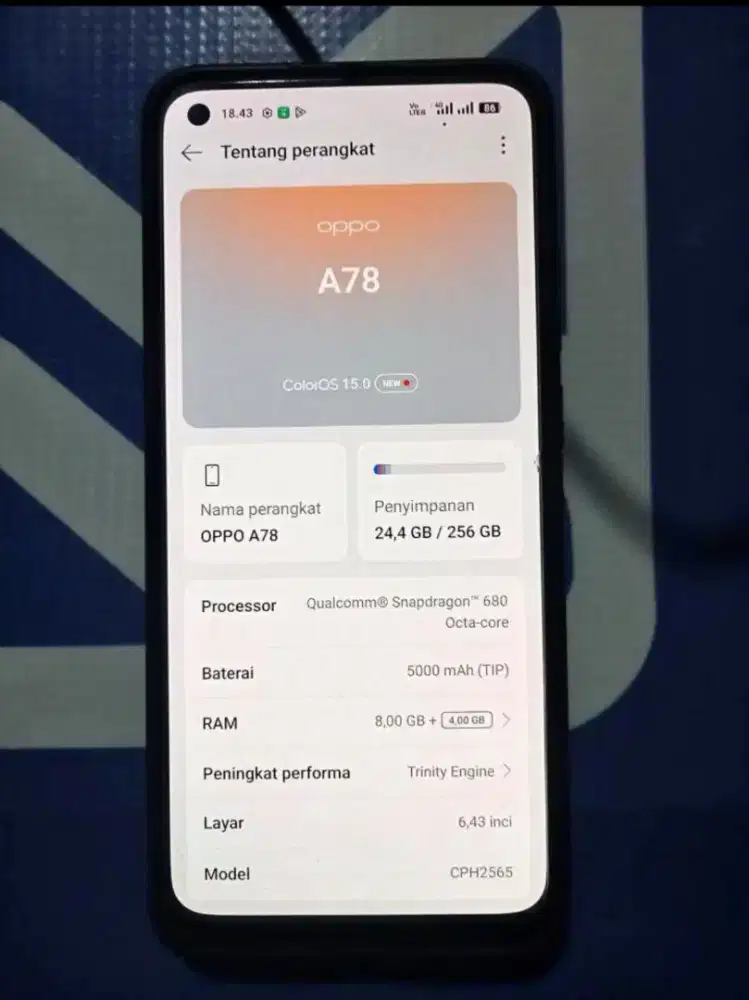 oppo a78 4G 8+8/256 gb snapdragon ori