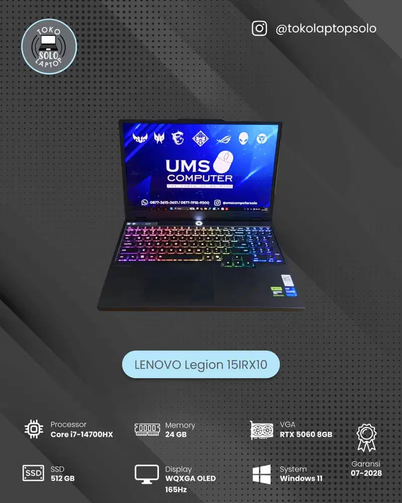 Legion 15IRX10 Intel Core i7-14700HX RAM 24GB SSD 512GB RTX 5060 8GB