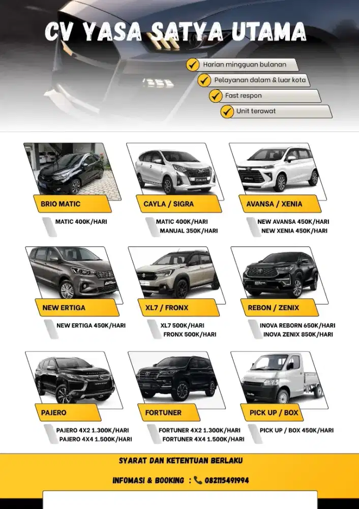 Rental mobil cv yasa satya utama