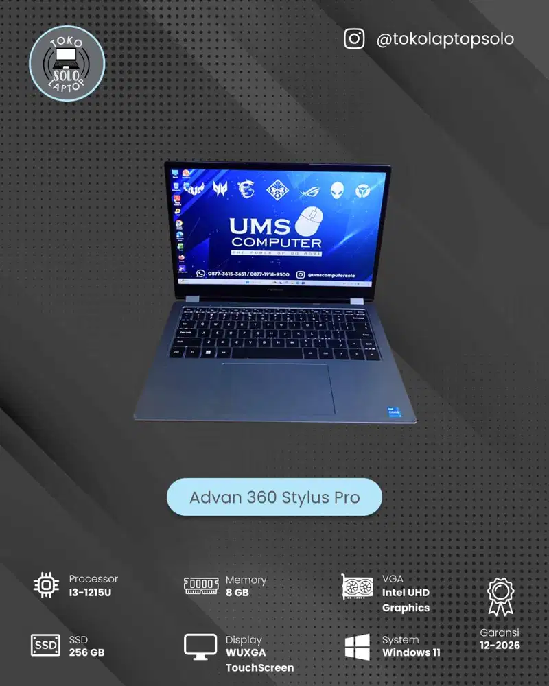 Advan 360 Stylus Pro Core i3-1215U RAM 8GB SSD 256GB Intel UHD Graphic