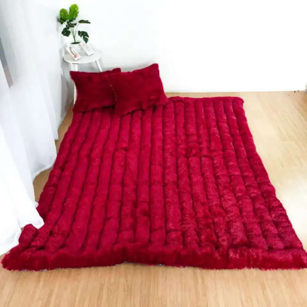 Kasur bulu lantai bonus bantal