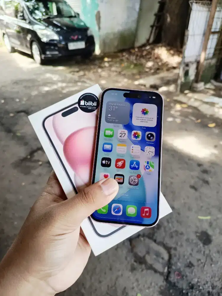 Iphone 15 ibox blibli 128gb Pink. Fullset Orian BH 93% Garansi ON