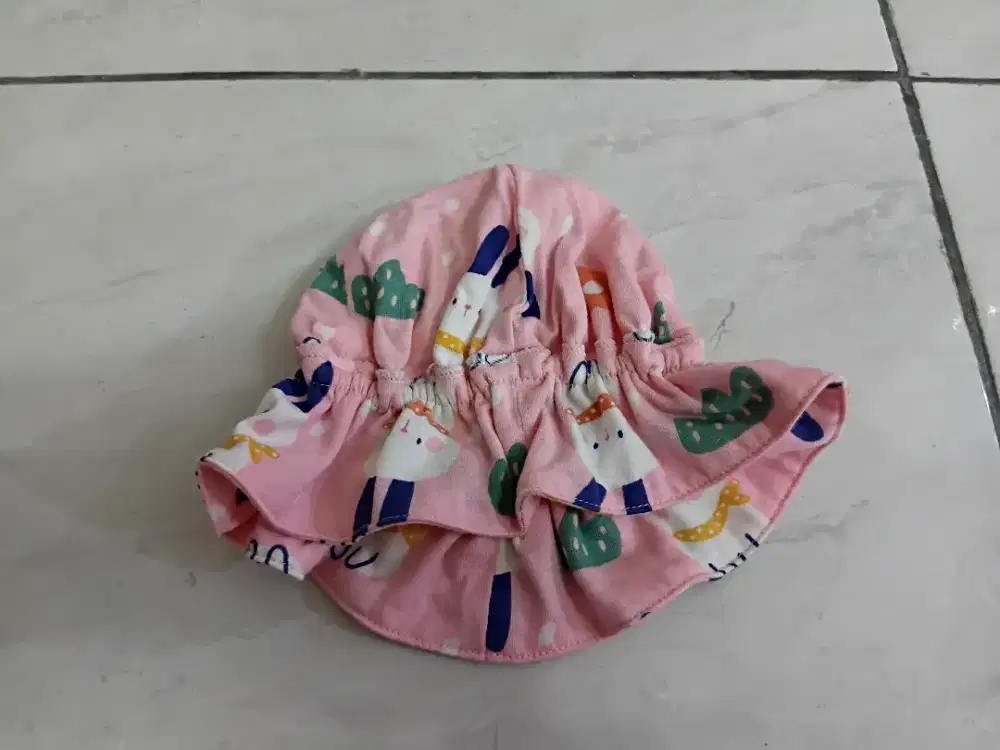 Topi Bonnet Pink Usia 1 - 2 tahun