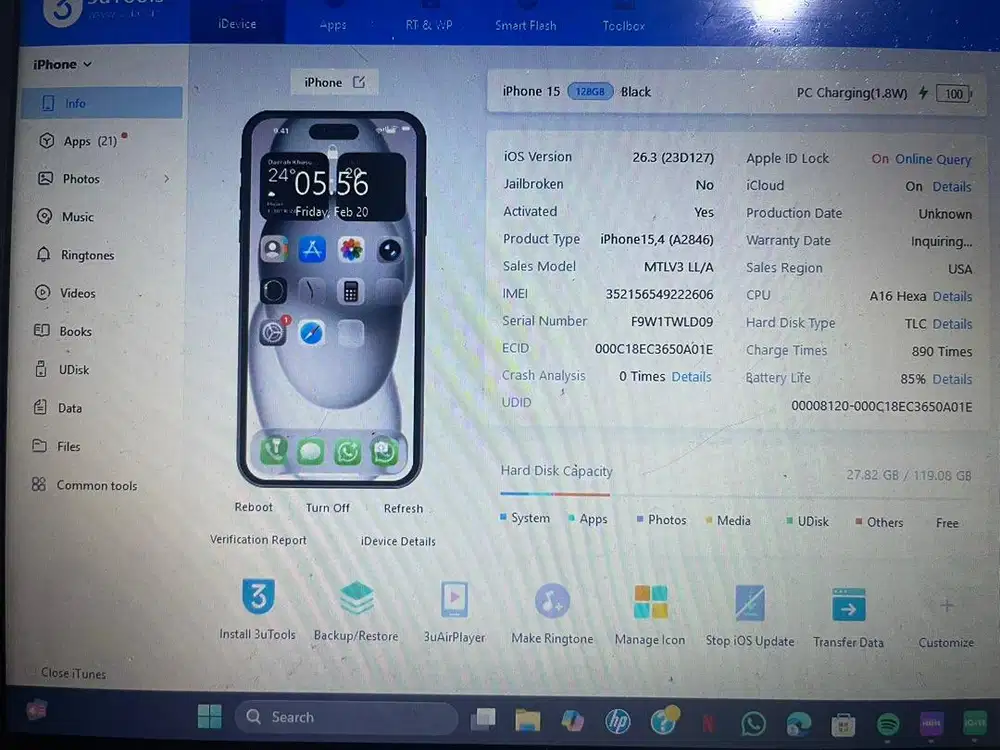 iPhone 15 128gb Inter Black Titanium TT/BT iPhone