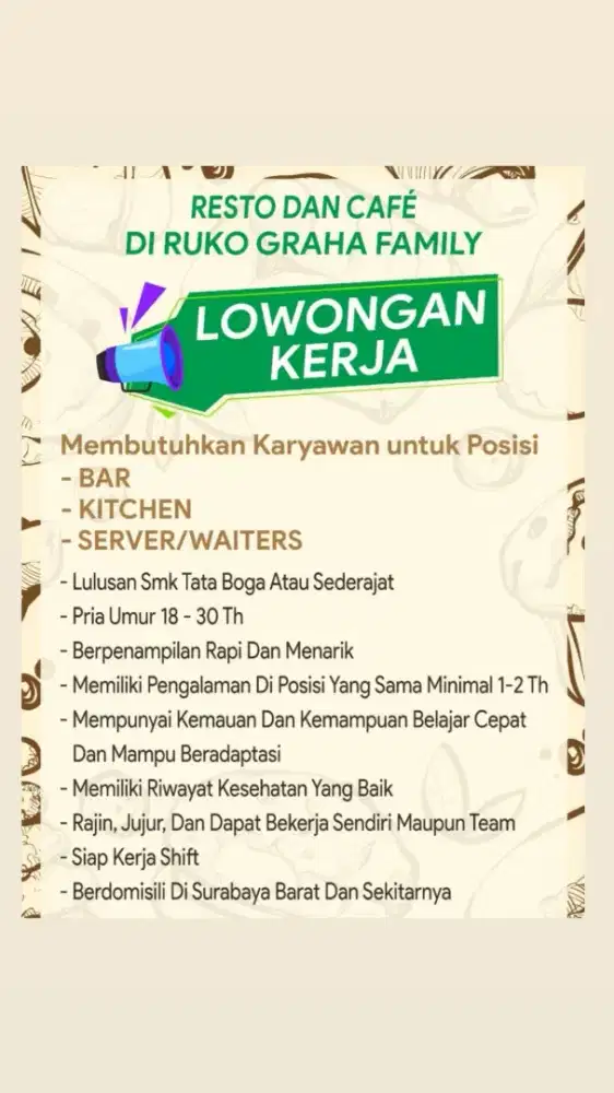 Lowongan Kerja Resto Dan Cafe