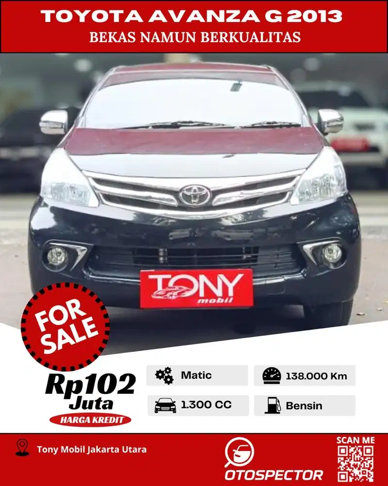 #Tony Mobil# Toyota New Avanza G AT 2013 Hitam