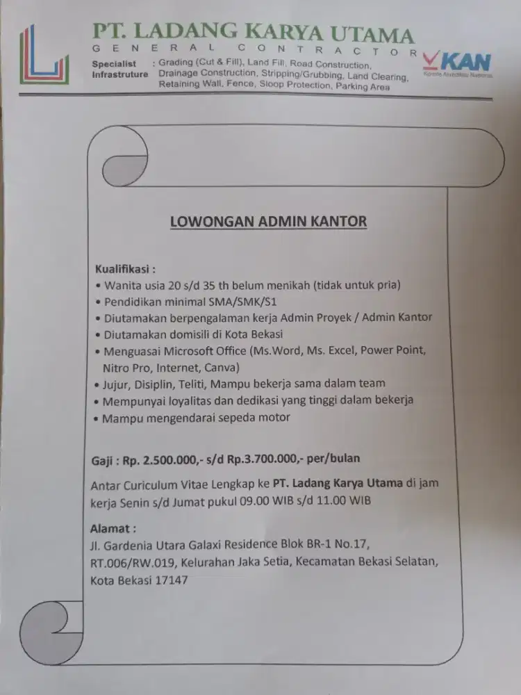 Lowongan Kerja Admin