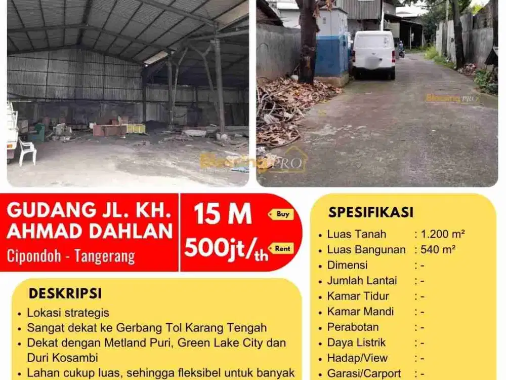 Gudang strategis pinggir jalan Raya