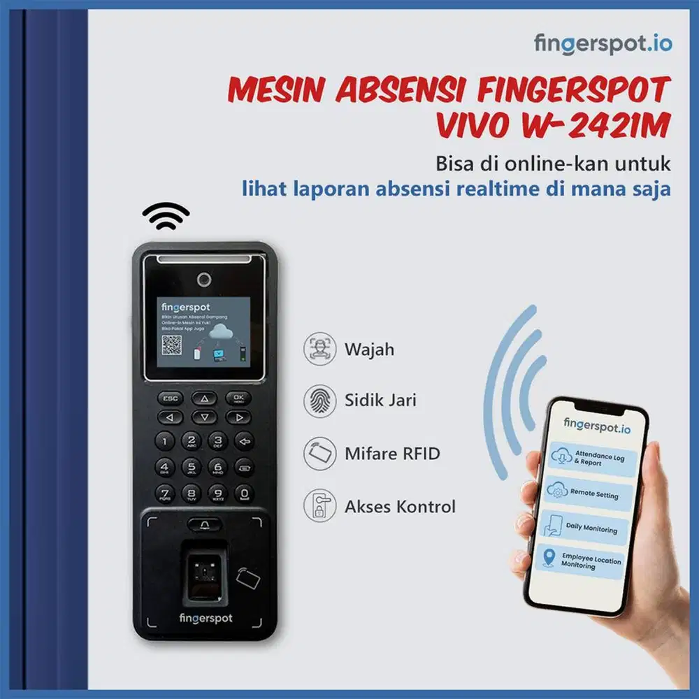Mesin Absensi Wajah Vivo W-2421M