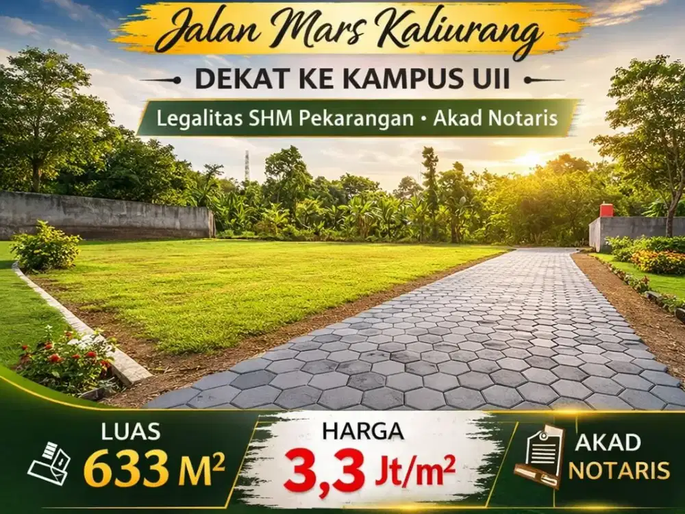 Tanah Jogja Kost Area Kampus UII Kaliurang SHM Pekarangan