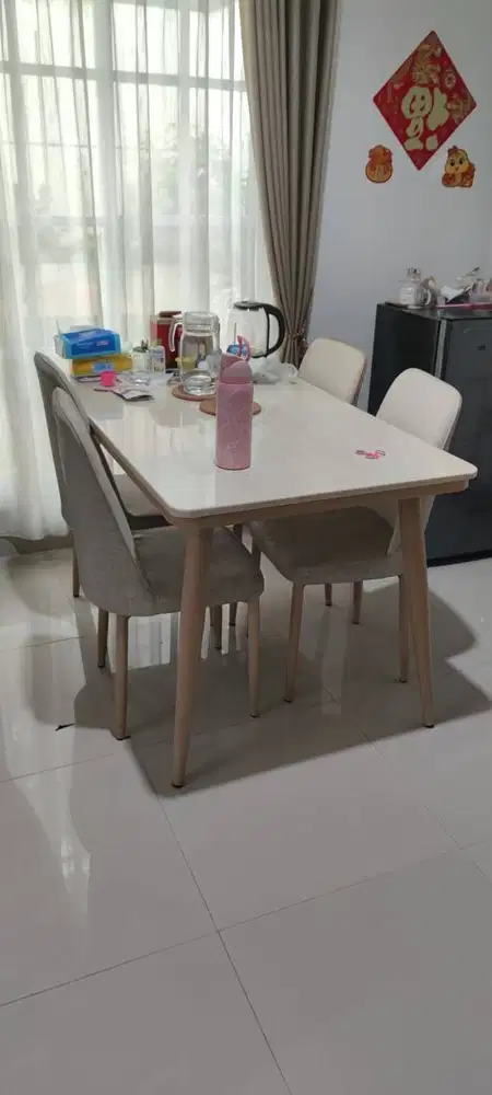 Meja Makan 1 set besi kuat kokoh