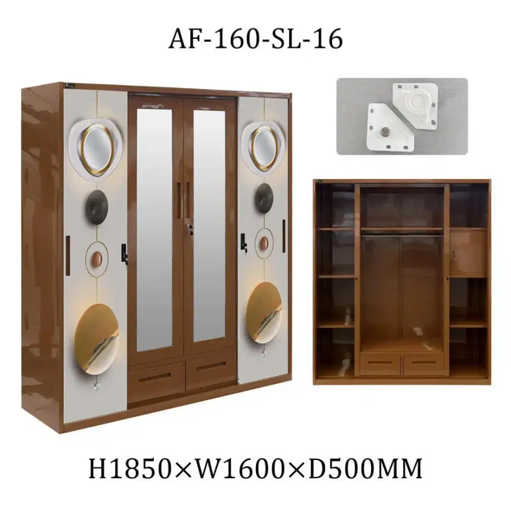 Lemari Pakaian 4 Pintu Sliding Plat Besi